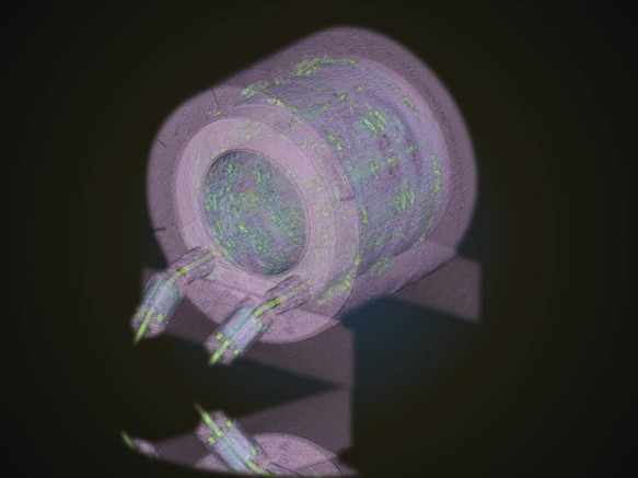 Translucent (CT image of 7T rabbit coil for a MRI system) This is an image of a 7T RF coil capturing components usually invisible